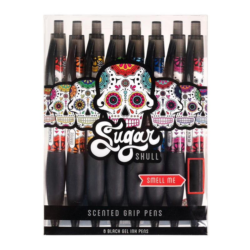 Scentco Sugar Skull Smens - Patented Gourmet Scented Pens, Black Ink, Medium Point - 8 Count - Image 2